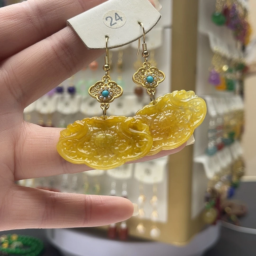 翡翠未镶嵌耳饰y5