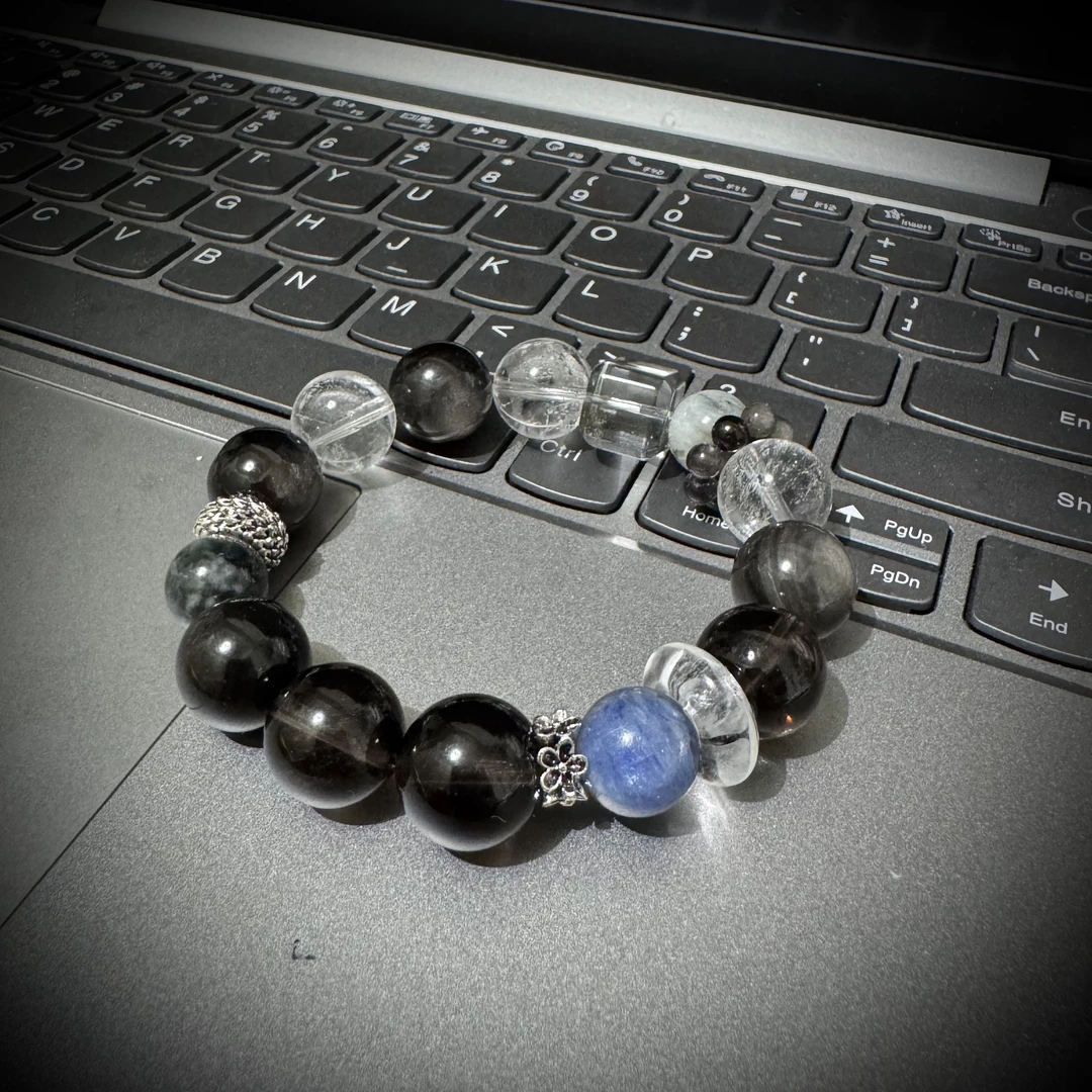 【青黛】天然高货茶曜蓝晶石甜酷风手串手链