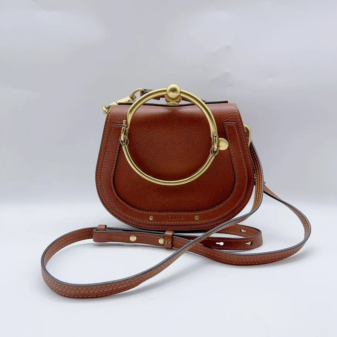95新 Chloe/蔻依  棕色 小猪圆环包 1393 7076