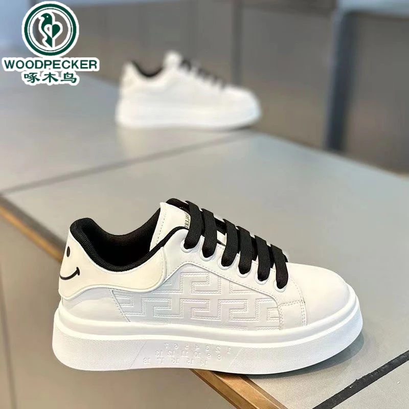 【正品】啄木鸟春季男鞋新款透气小白鞋潮流百搭厚底运动鞋休闲板鞋