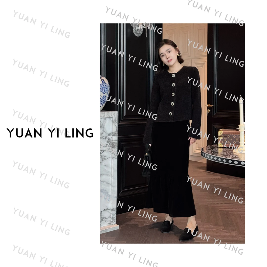 袁艺灵【丝绒暮色】25秋季设计感时尚优雅风显瘦百搭鱼尾半身裙3081