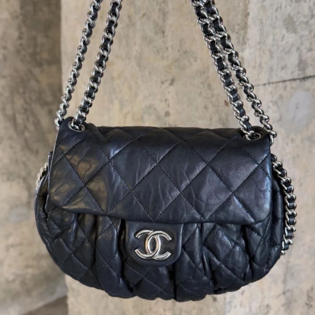 95新 Chanel/香奈儿 Chanel黑银滚边南瓜
