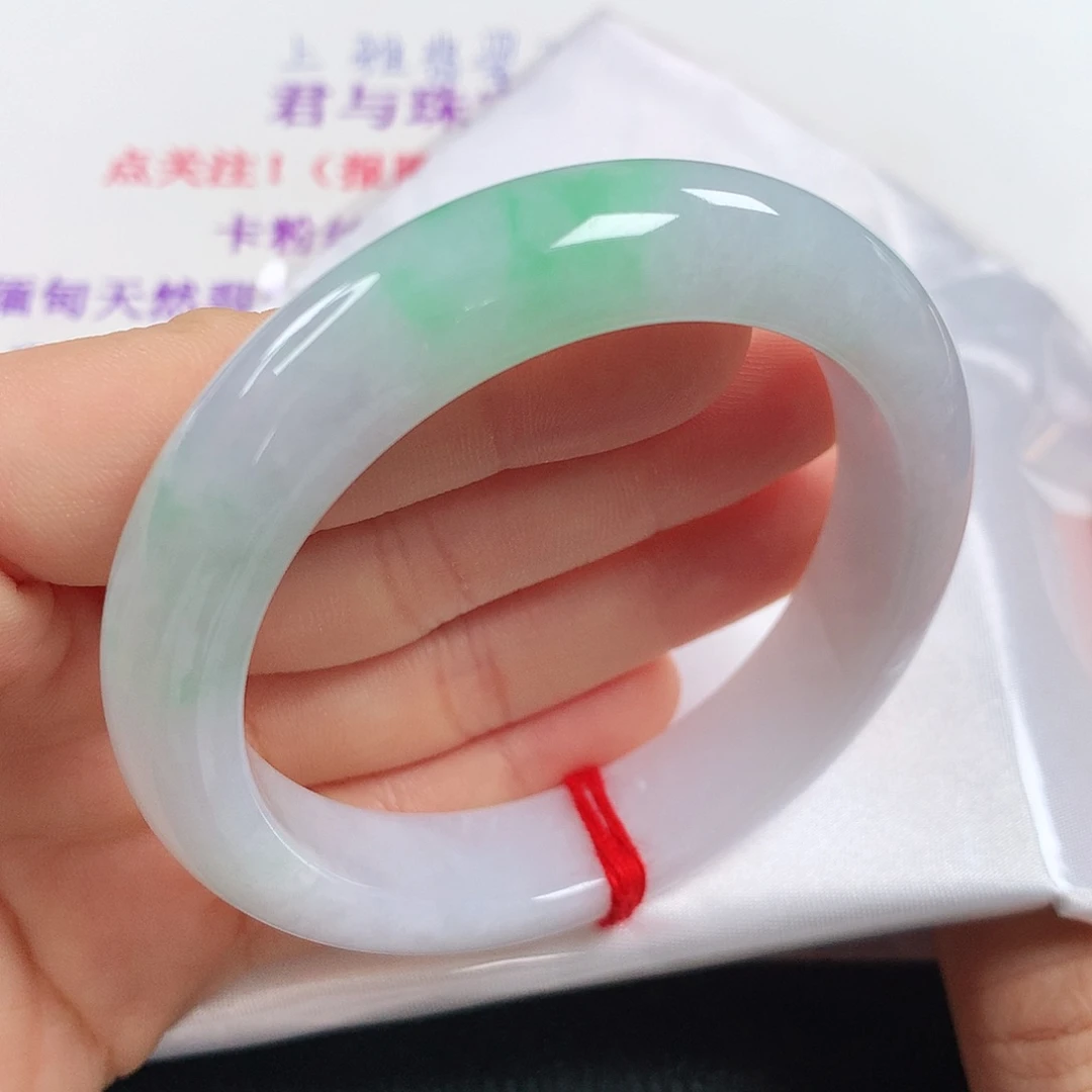 未镶嵌手镯翡翠 正圈②④③白底青清仓