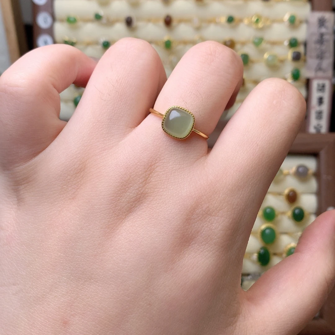 和田玉银S925镶嵌戒指