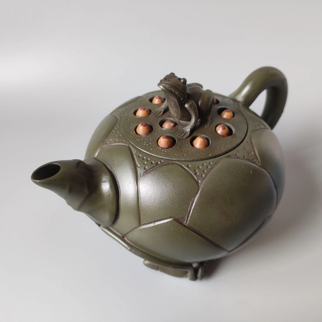 精品莲花高档紫砂壶青蛙壶底款蒋蓉纯手工制作原矿黑泥收藏家用