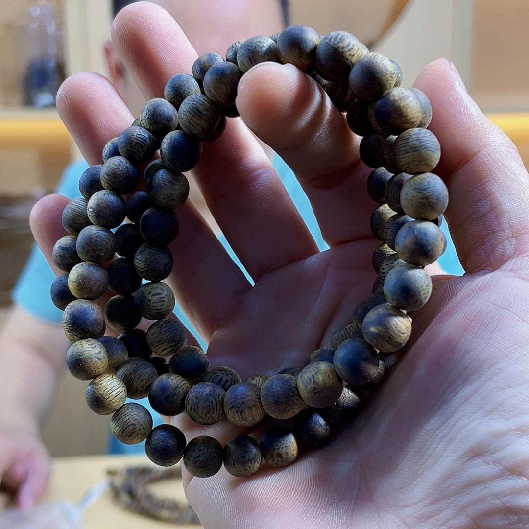 手串沉香野生白棋圆珠长串0.8/31克多样性发一