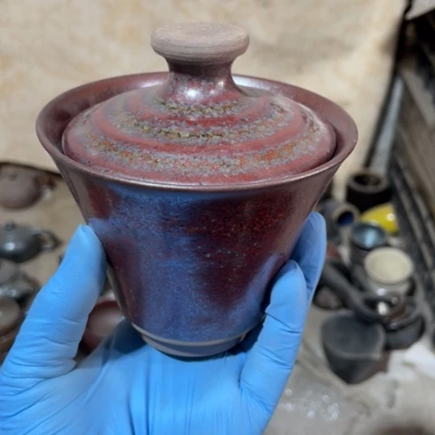 茶盏游*建阳建盏微瑕盖碗