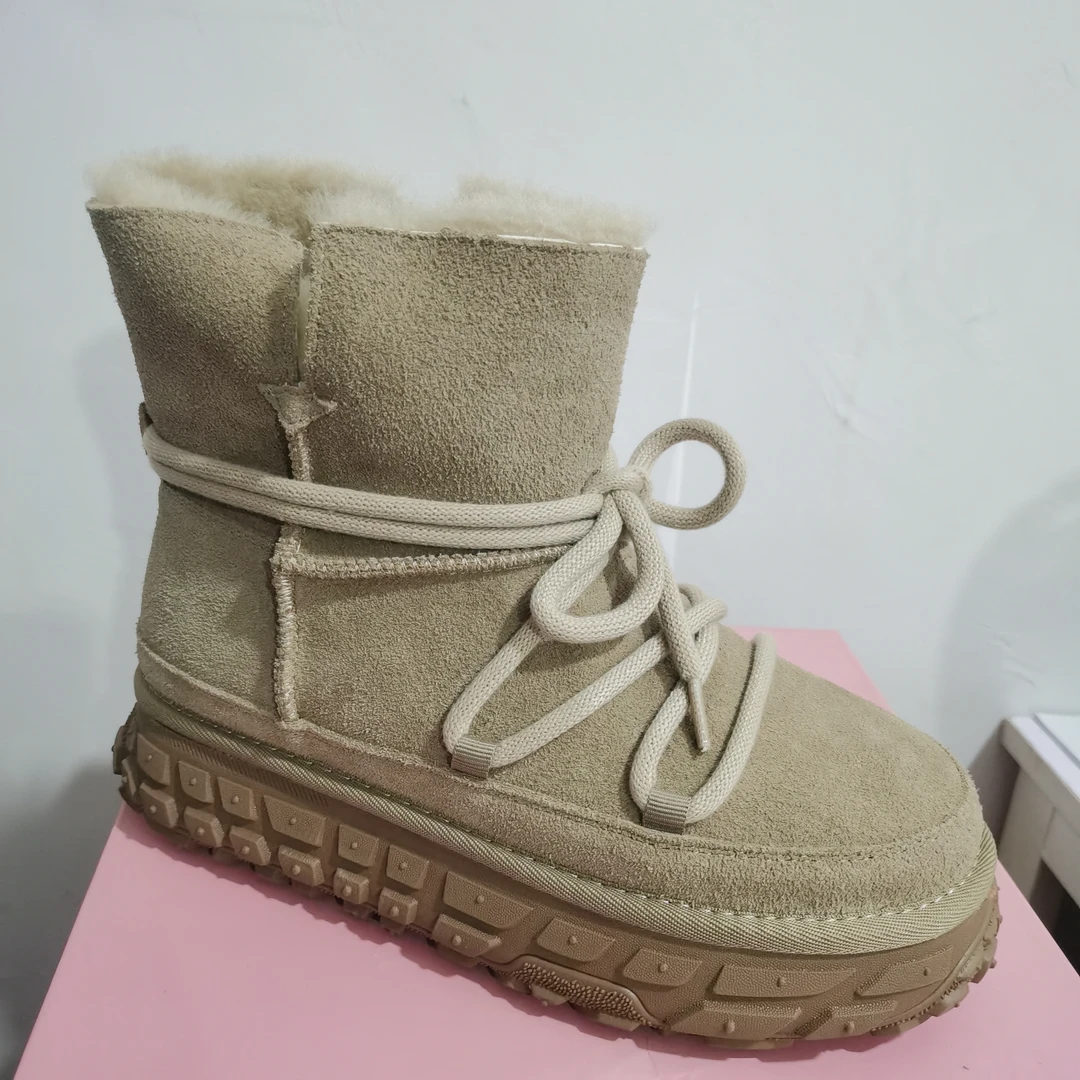 冬季羊毛绑带雪地靴EA240102