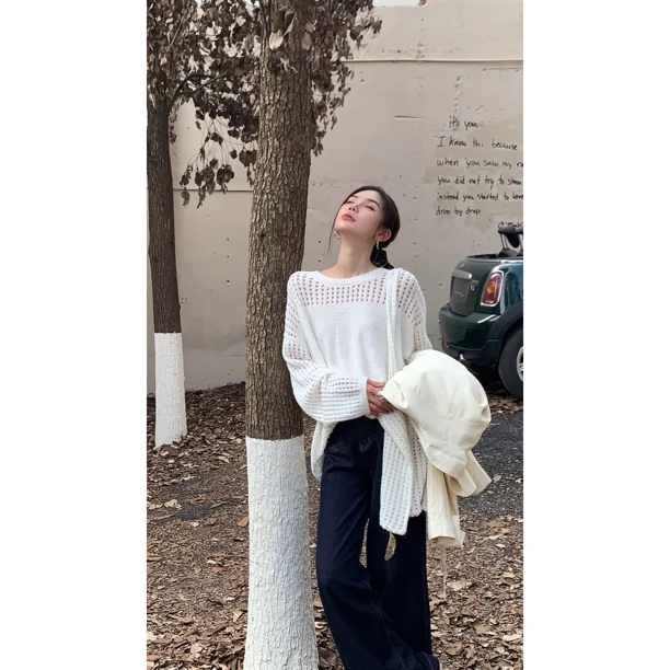 【赵小小&慵懒方程式】B-98029 针织毛衣宽松慵懒长袖上衣【配包包】