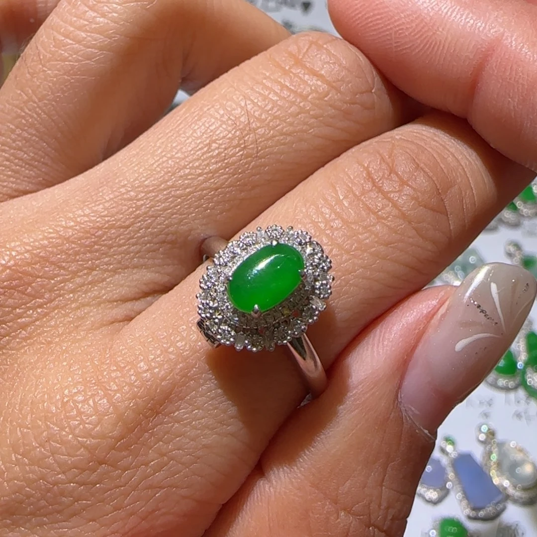 【闪购商品】翡翠戒指18K金镶嵌缅甸