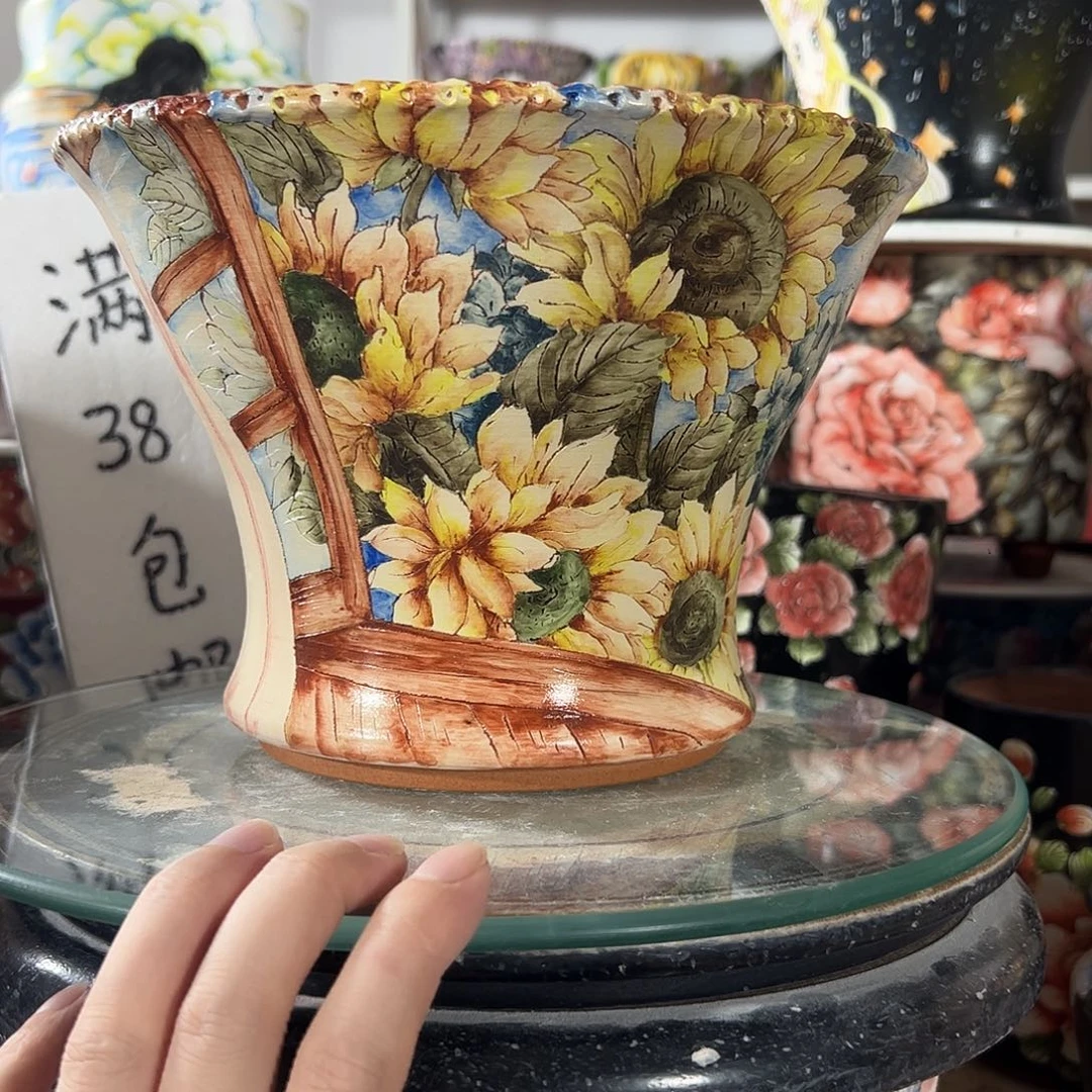 景德镇手绘花盆幸运花盆
