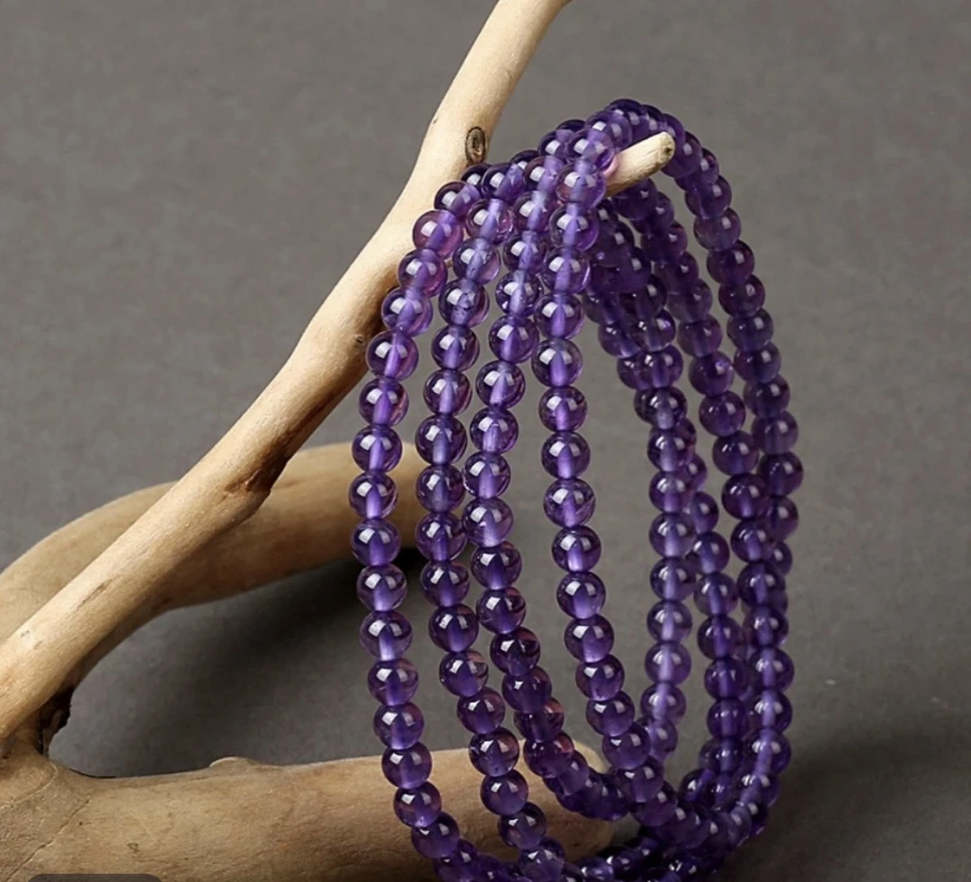 天然紫水晶手链6mm三圈手链