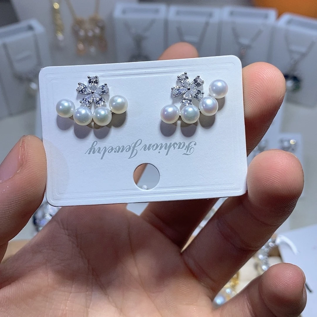 耳饰淡水珍珠银S925镶嵌