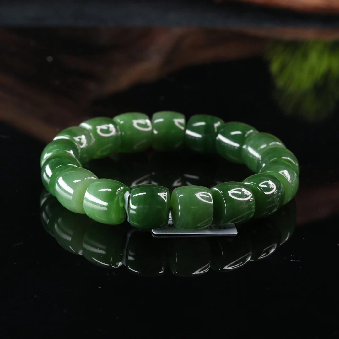 20和田玉俄七碧玉手串/400246北京中保拍卖