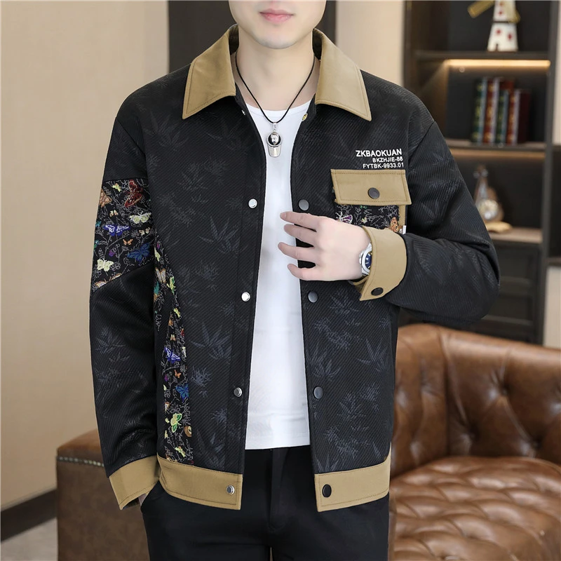 男士外套春秋季夹克百搭休闲时尚潮流帅气翻领潮牌个性高级感外套