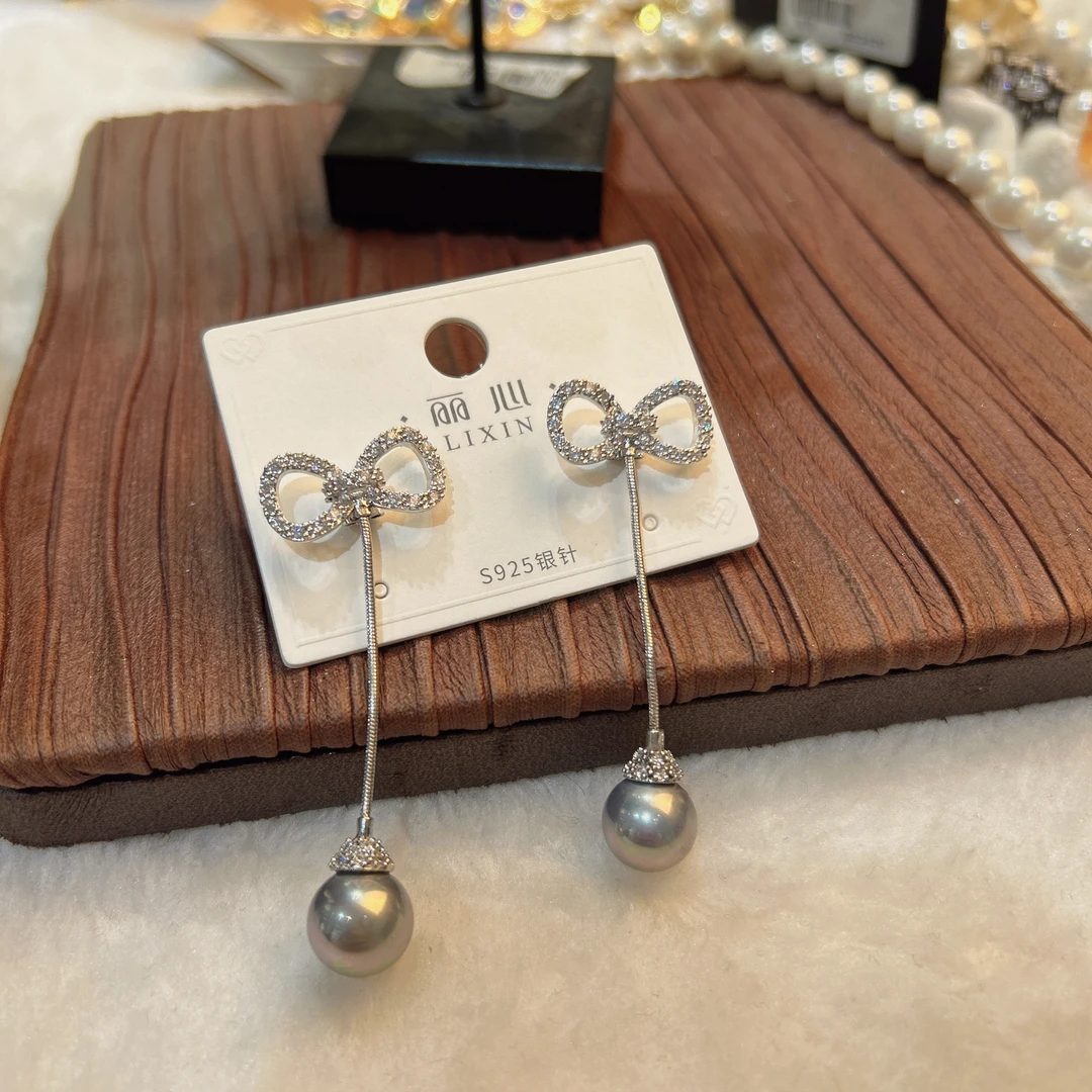 铜合金锆石耳饰 12蝴蝶结可爱锆石耳坠炸街耳饰吊坠流苏精致