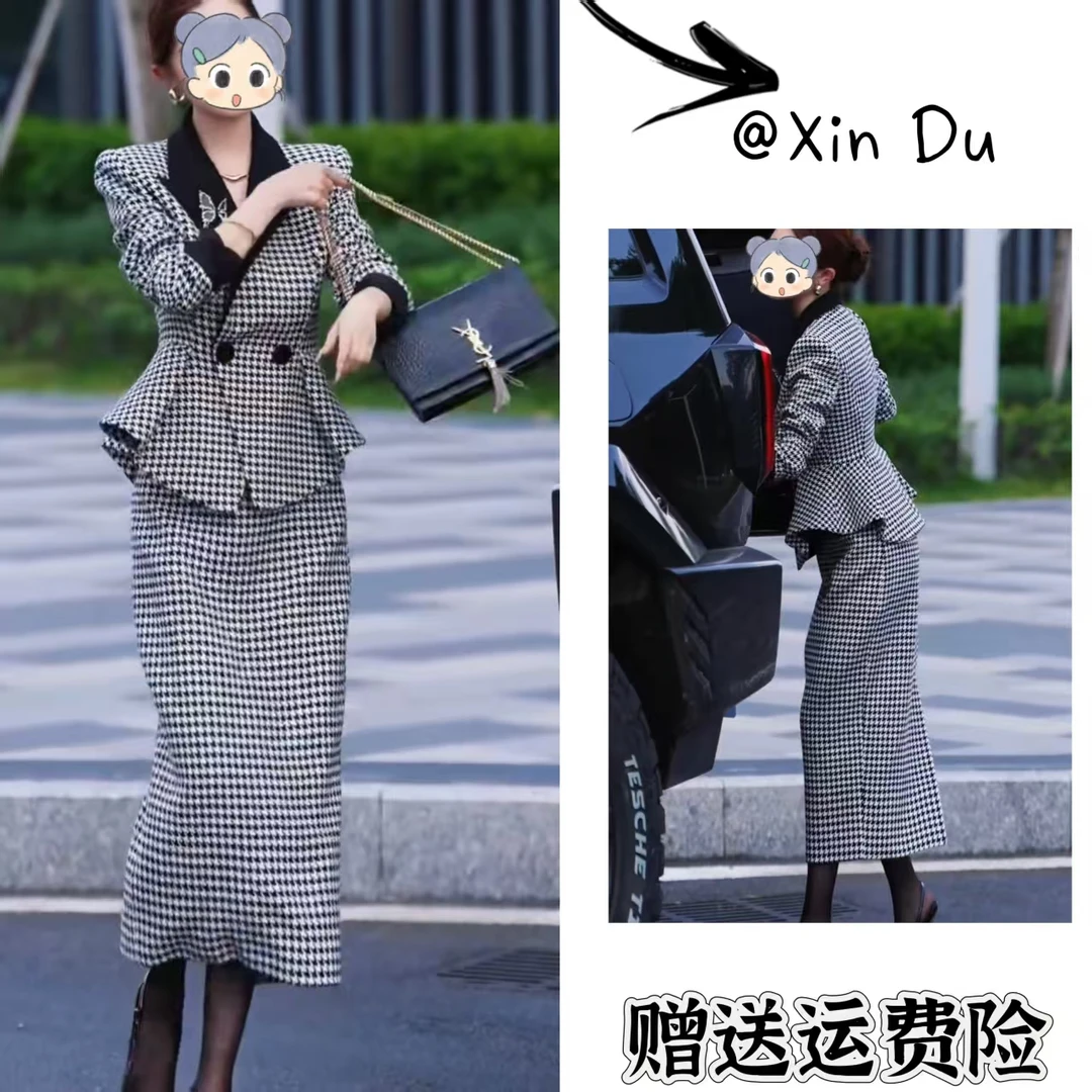 2025秋冬季新款时尚显瘦气质女士网红洋气两件套百搭款D24362