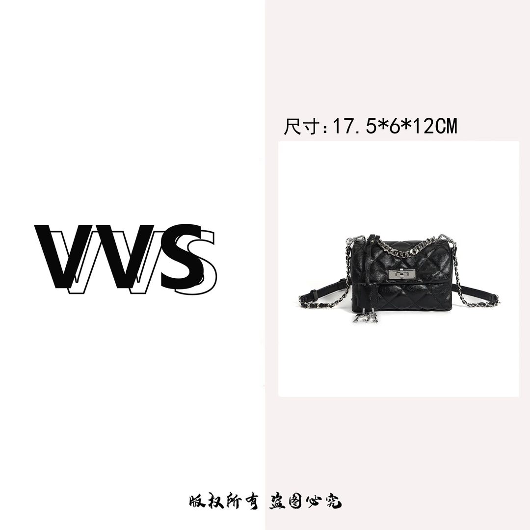 【VV专属】小香风菱格小方包百搭经典质感单肩斜挎包OTL-86362黑