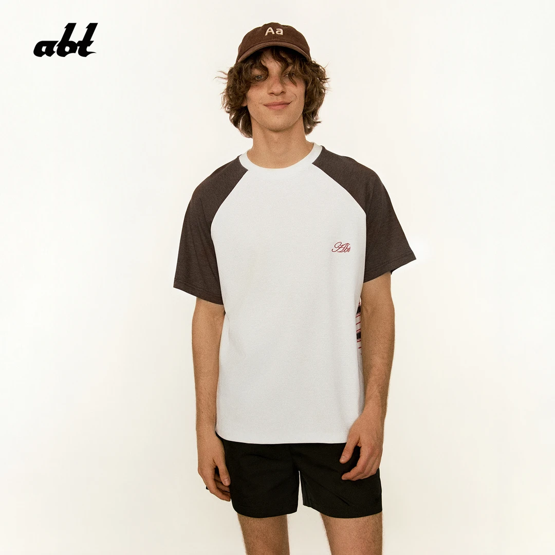 ABT 撞色拼接美式复古圆领薄款条纹T恤 abt2023226