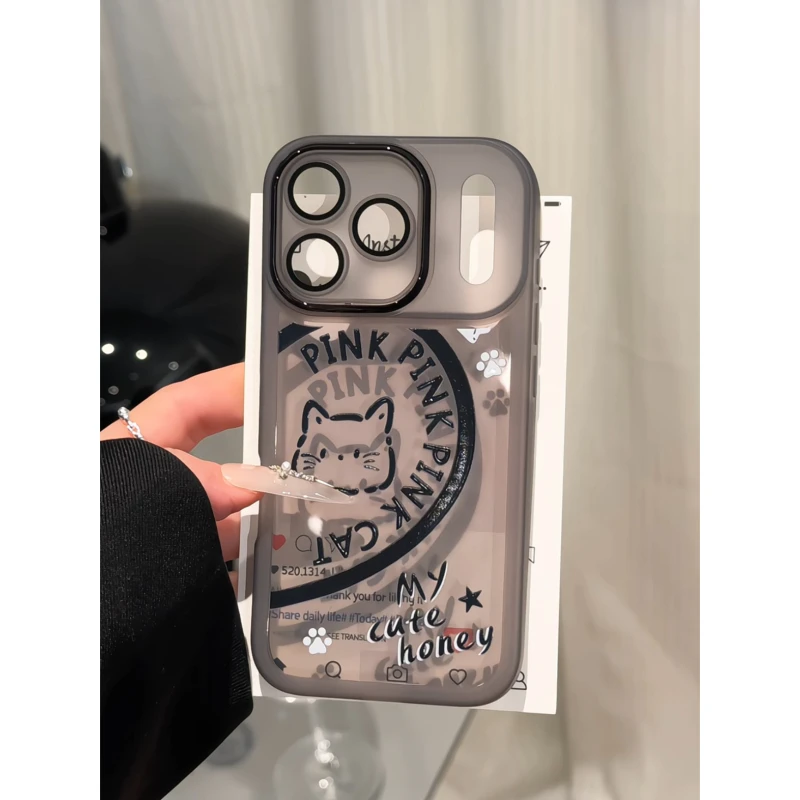 可爱小猫适用苹果17pro手机壳16PM金属镜框防摔华为p70荣耀女oppo