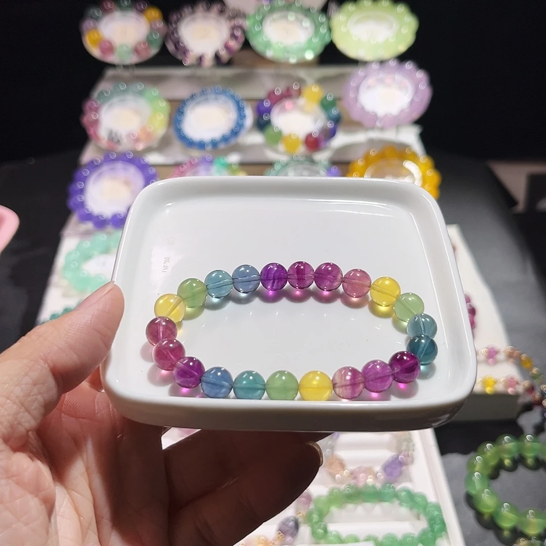 手串未镶嵌萤石8加色标彩虹