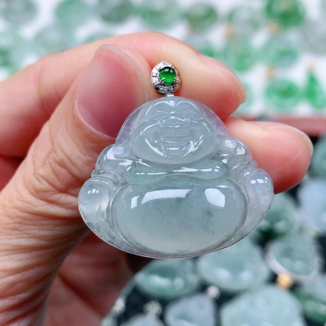 翡翠吊坠(不含链)18K金镶嵌