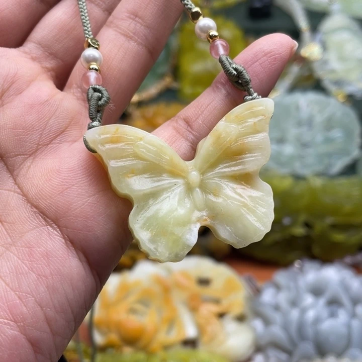 未镶嵌岫玉吊坠毛衣链锁骨链