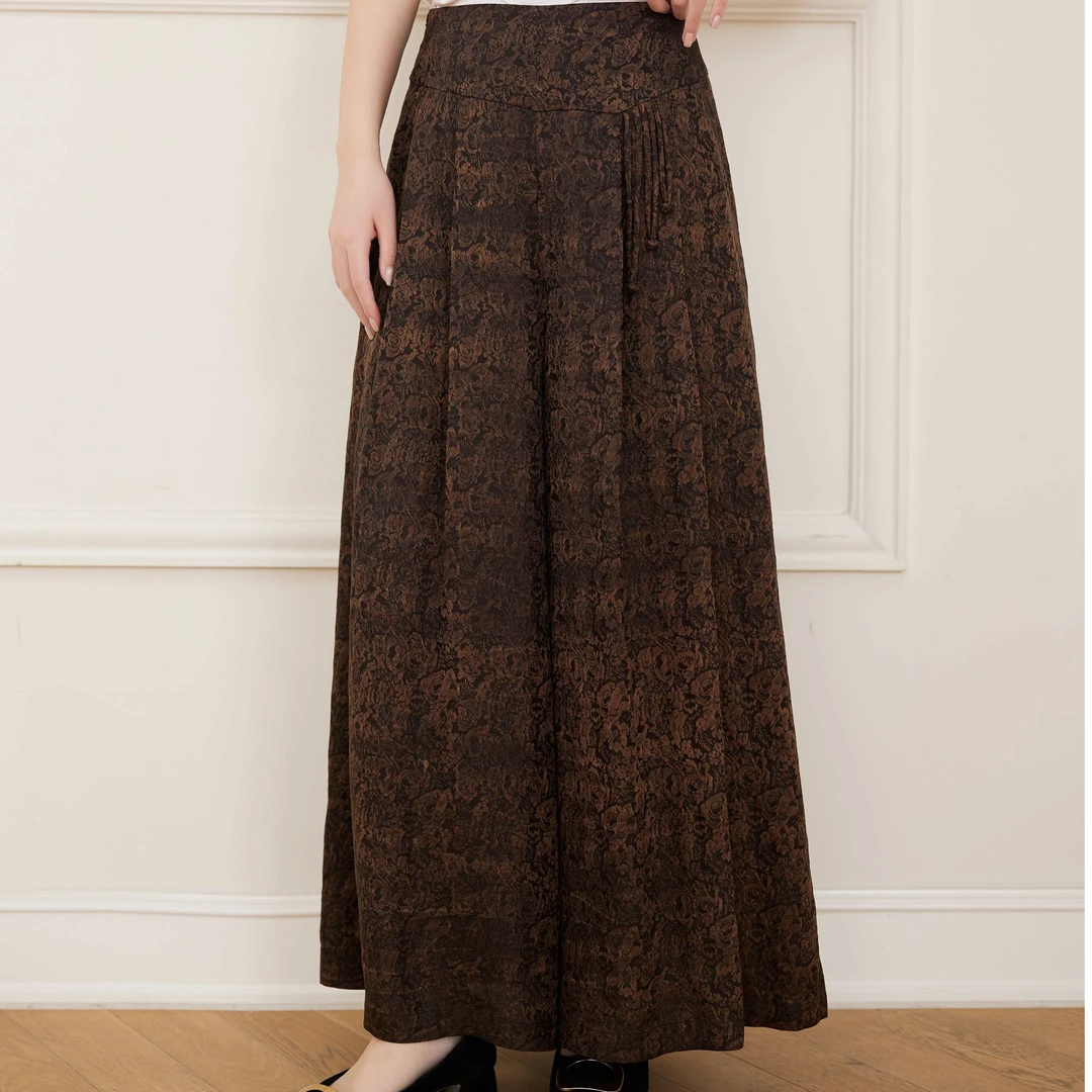 洋  新中式 用料超足 加宽马面腰老料提花香云纱马面裤 639