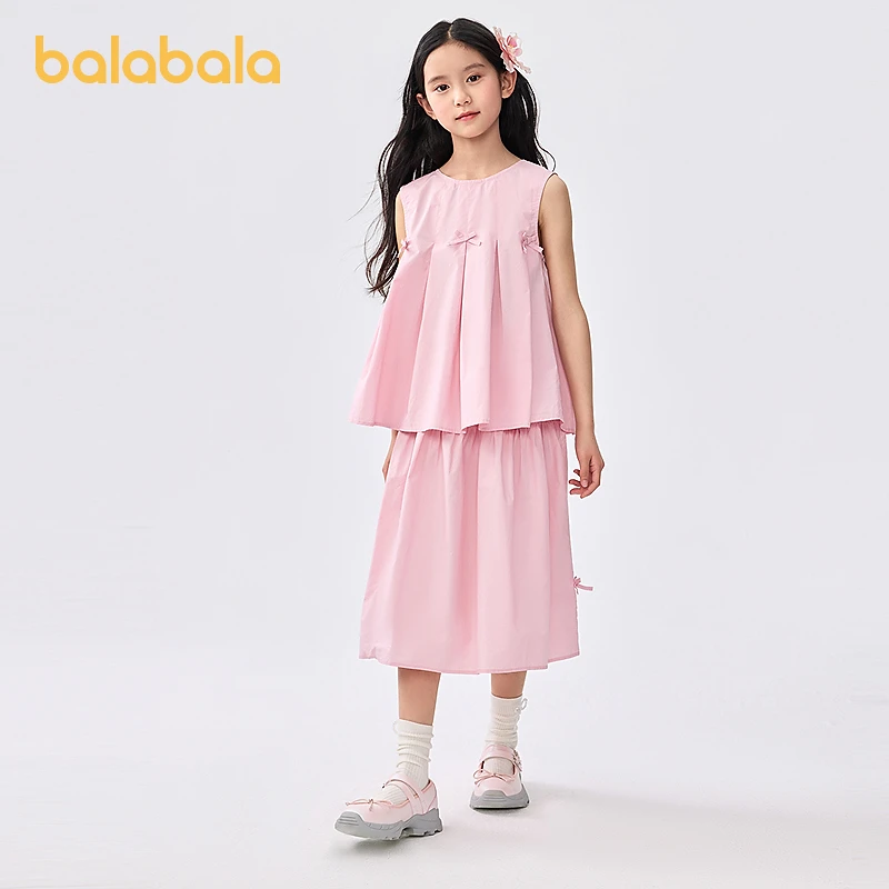 巴拉巴拉女童套装夏季儿童装2025新款夏大童两件套半身裙套装甜美