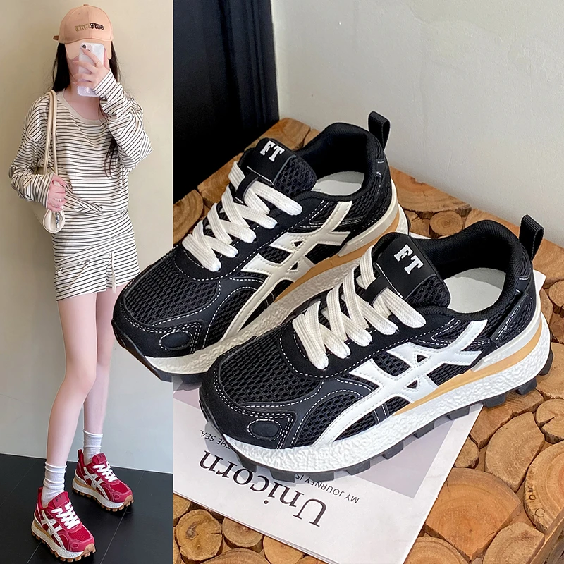 2025新款老爹鞋厚底秋季网面休闲鞋欧若假日风欧若智性风机能潮鞋