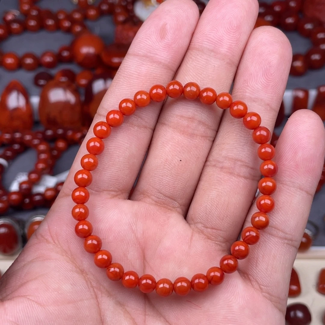 南红玛瑙未镶嵌瓦西南红圆珠手串5mm