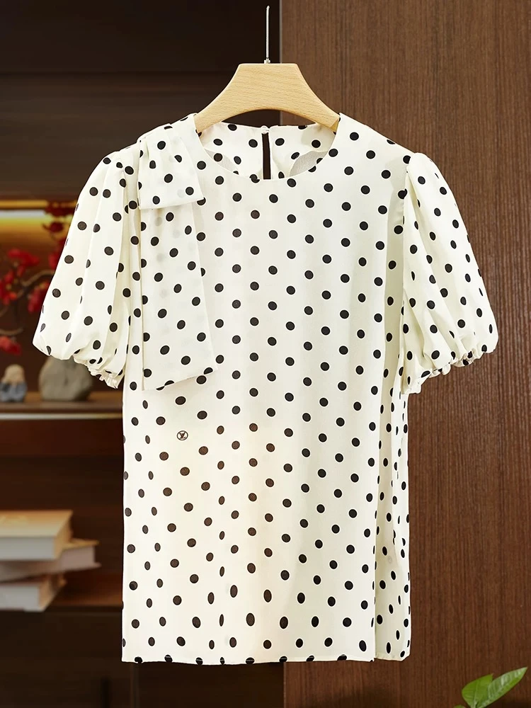 D31300南油爆款气质波点蝴蝶上衣