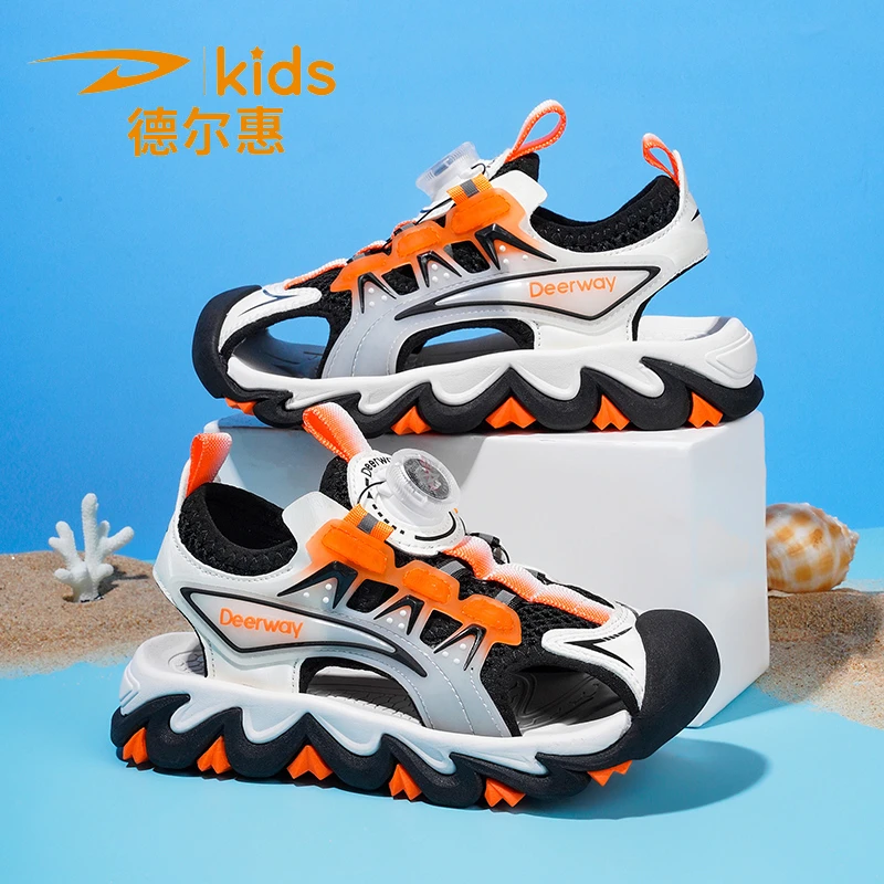 德尔惠男童包头凉鞋夏季新款儿童鞋轻便防滑沙滩鞋中大童软底百搭