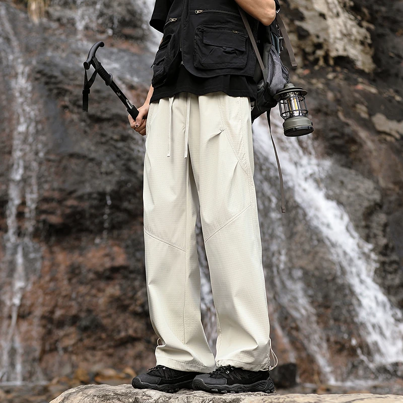 港风休闲裤男士胖子宽松潮流帅气直筒百搭大码垂感青少年长裤子