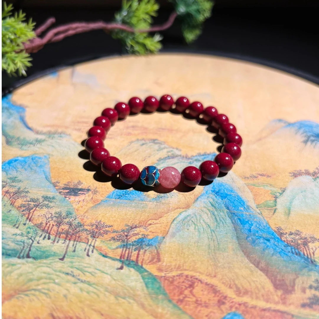 含辰砂工艺品高含量紫金砂步步生莲静心莲花款8mm