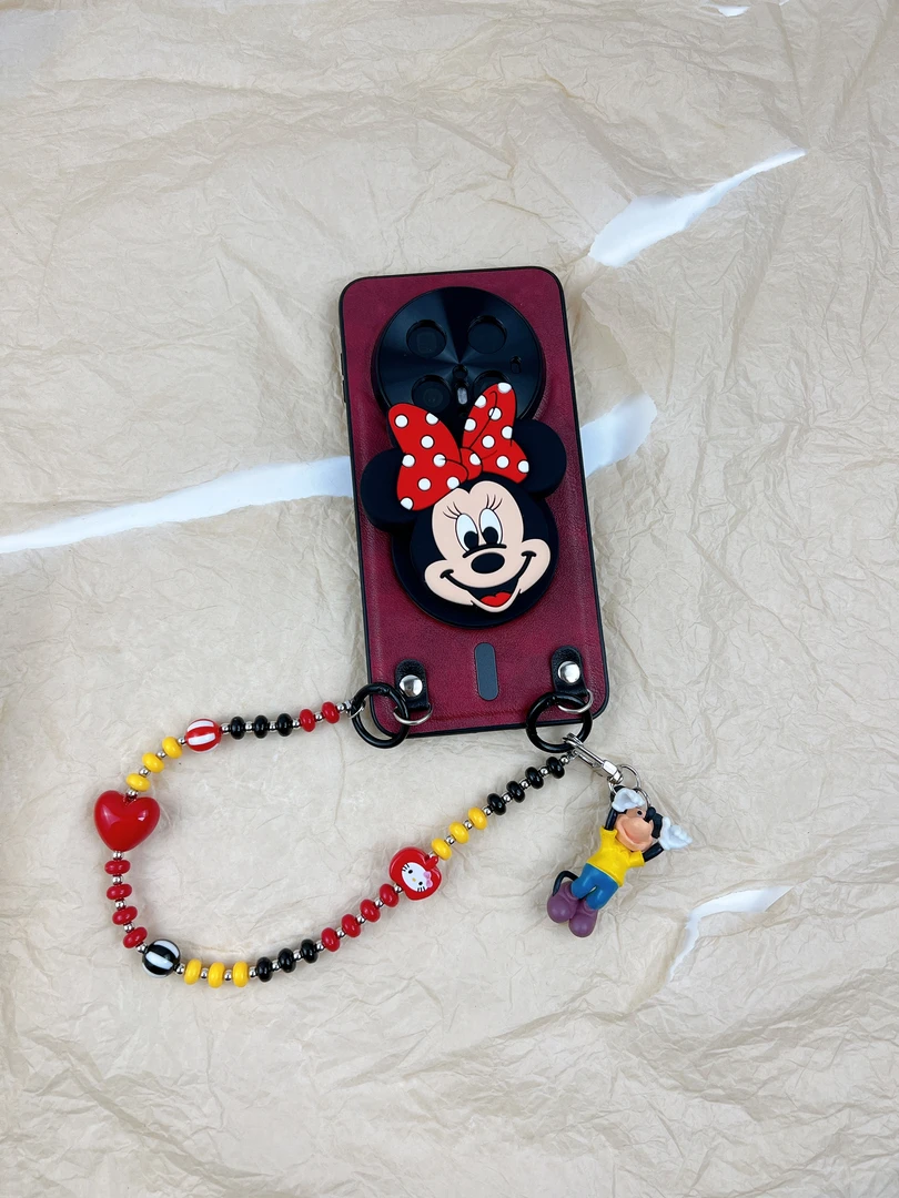 品申原皮质喜庆红米妮磁吸支架手提链适用华为mate70pro手机壳