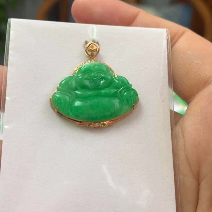 翡翠颈饰18K金镶嵌翡翠翡翠吊坠