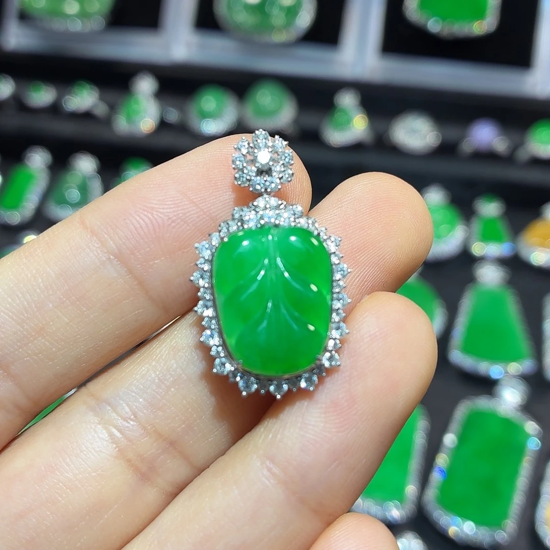 翡翠18K金镶嵌吊坠(不含链)翡翠