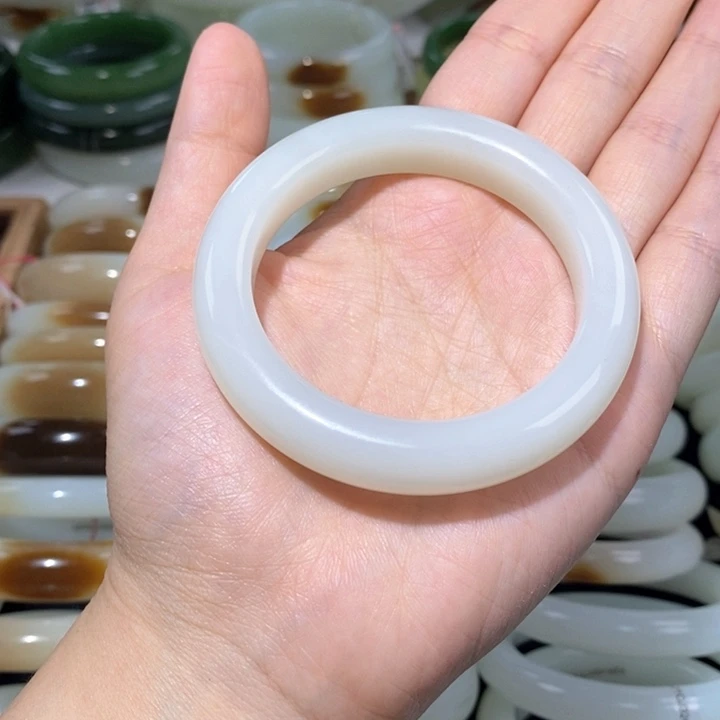 和田玉手镯未镶嵌羊脂白镯52/53