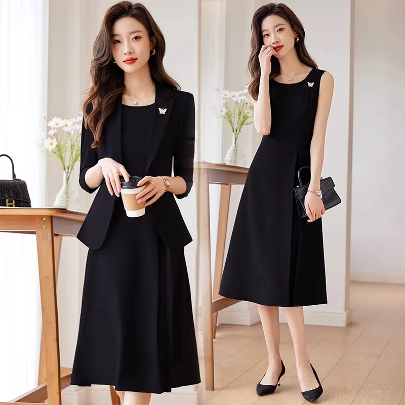 职业装套装女2025新款春秋小西装外套正装气质工作服西装裙连衣裙