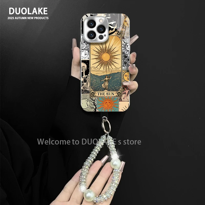 适用于苹果/oppo/华为/vivo/小米太阳女神电镀玻璃手链防摔手机壳
