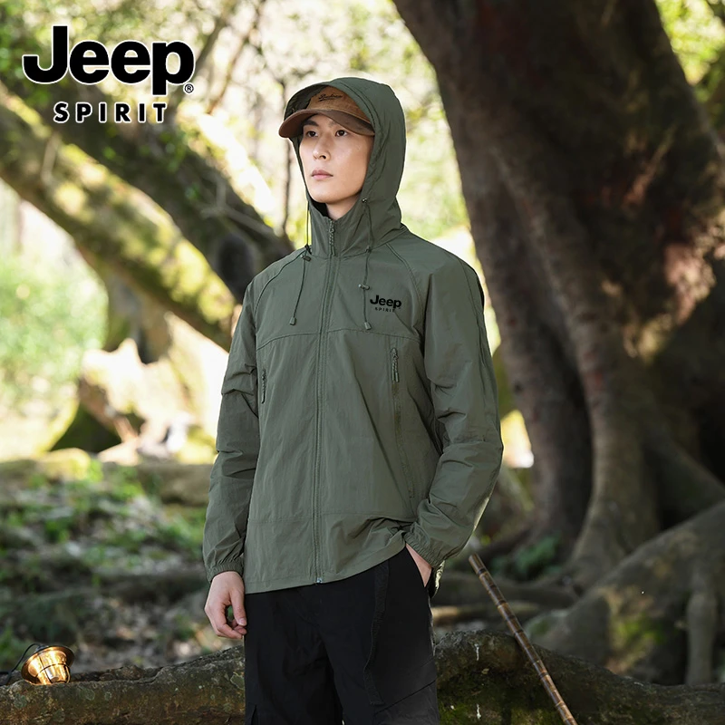 JEEPSPIRIT吉普防晒服男士男款防紫外线户外钓鱼皮肤衣夏季防晒衣