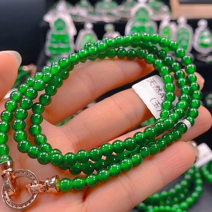 翡翠未镶嵌耳饰天然A货翡翠珠链卡5