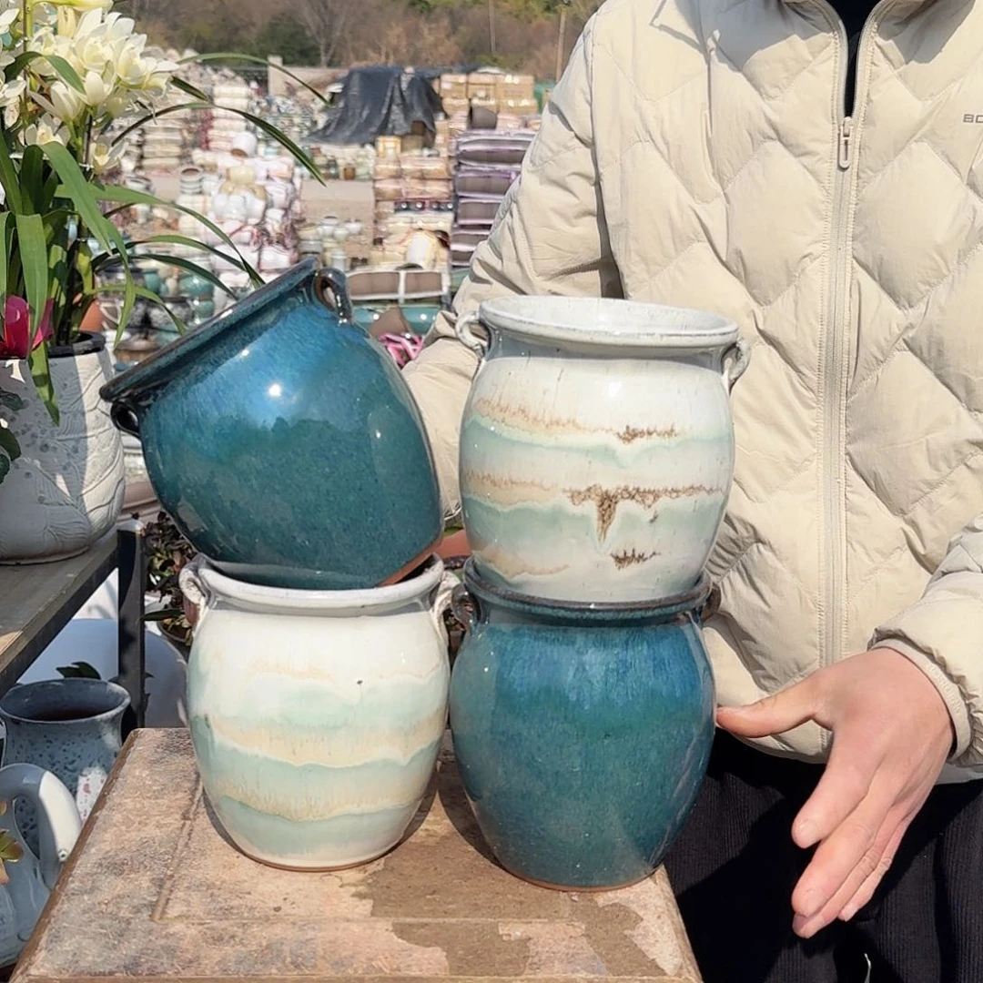 紫砂花盆口13高15（四个老庄耳朵