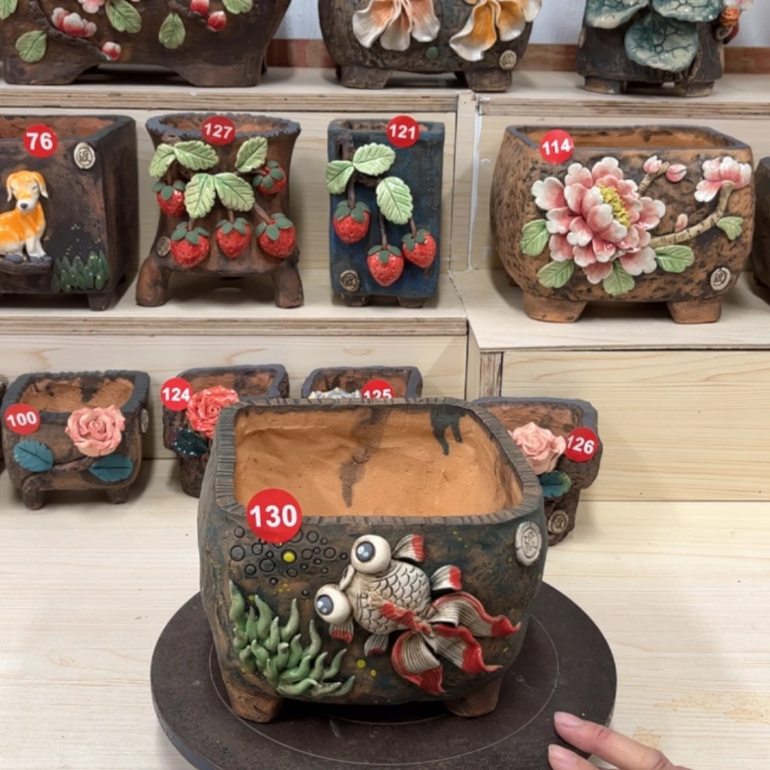 【闪购商品】紫砂花盆130号内口15.5×14外高13