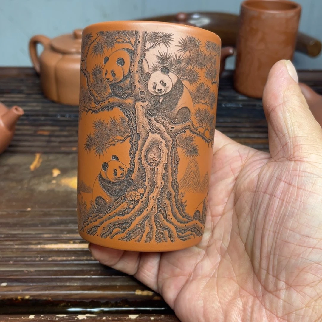 茶壶紫砂原矿赵庄朱泥直筒杯240cc