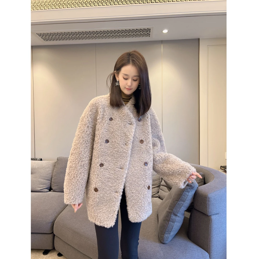 2025冬季新款双排扣显瘦百搭加厚女式外套