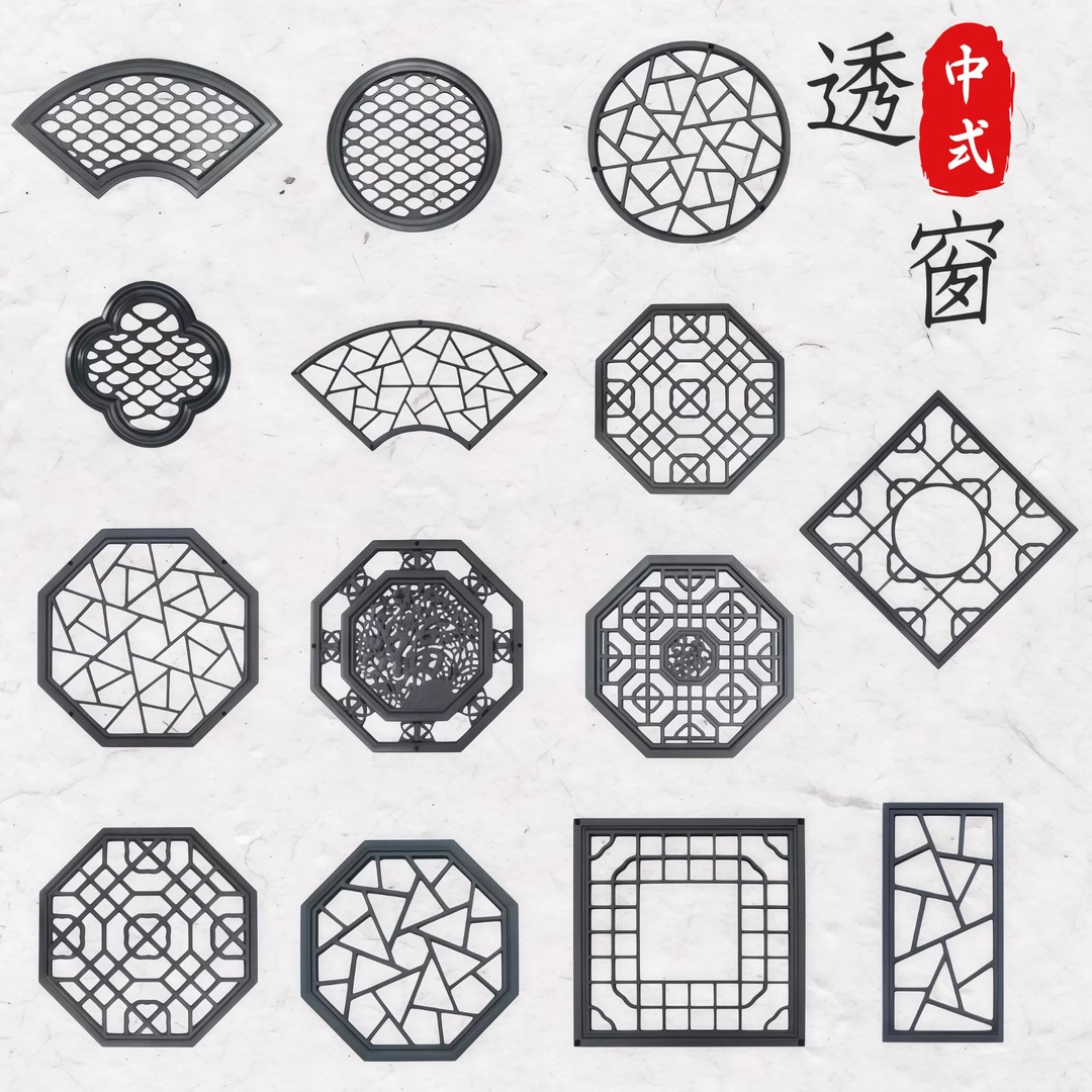 树脂窗花装饰墙面挂件浮雕院墙挂件福字透窗