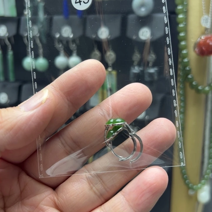 阿***星银S925镶嵌和田玉（碧玉）耳饰