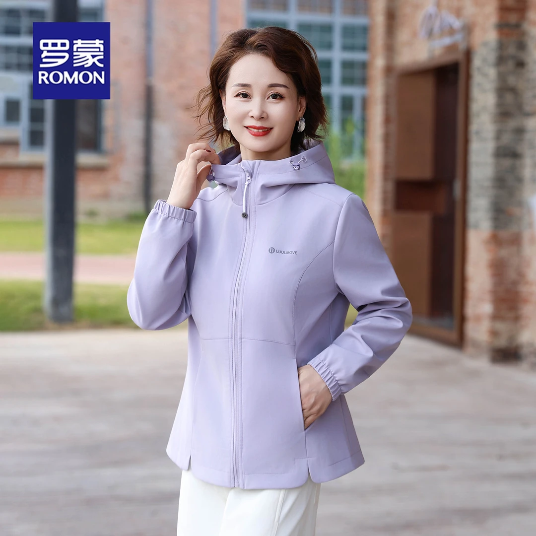 罗蒙妈妈装秋冬季2025新款连帽外套女小个子中老年女装洋气上衣女